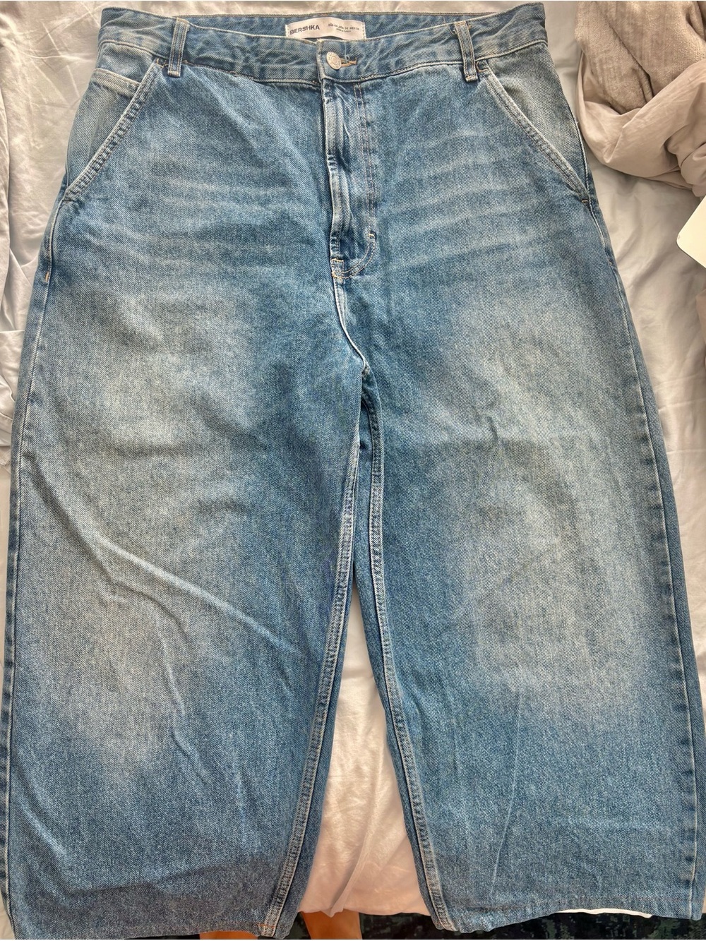 Bershka Men’s Light Blue Relaxed Jeans